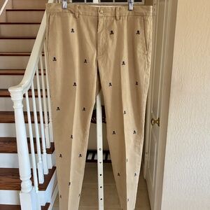 Polo Ralph Lauren Skull & Crossbones Khaki Chino Pants Stretch 34 x 34 Slim Fit